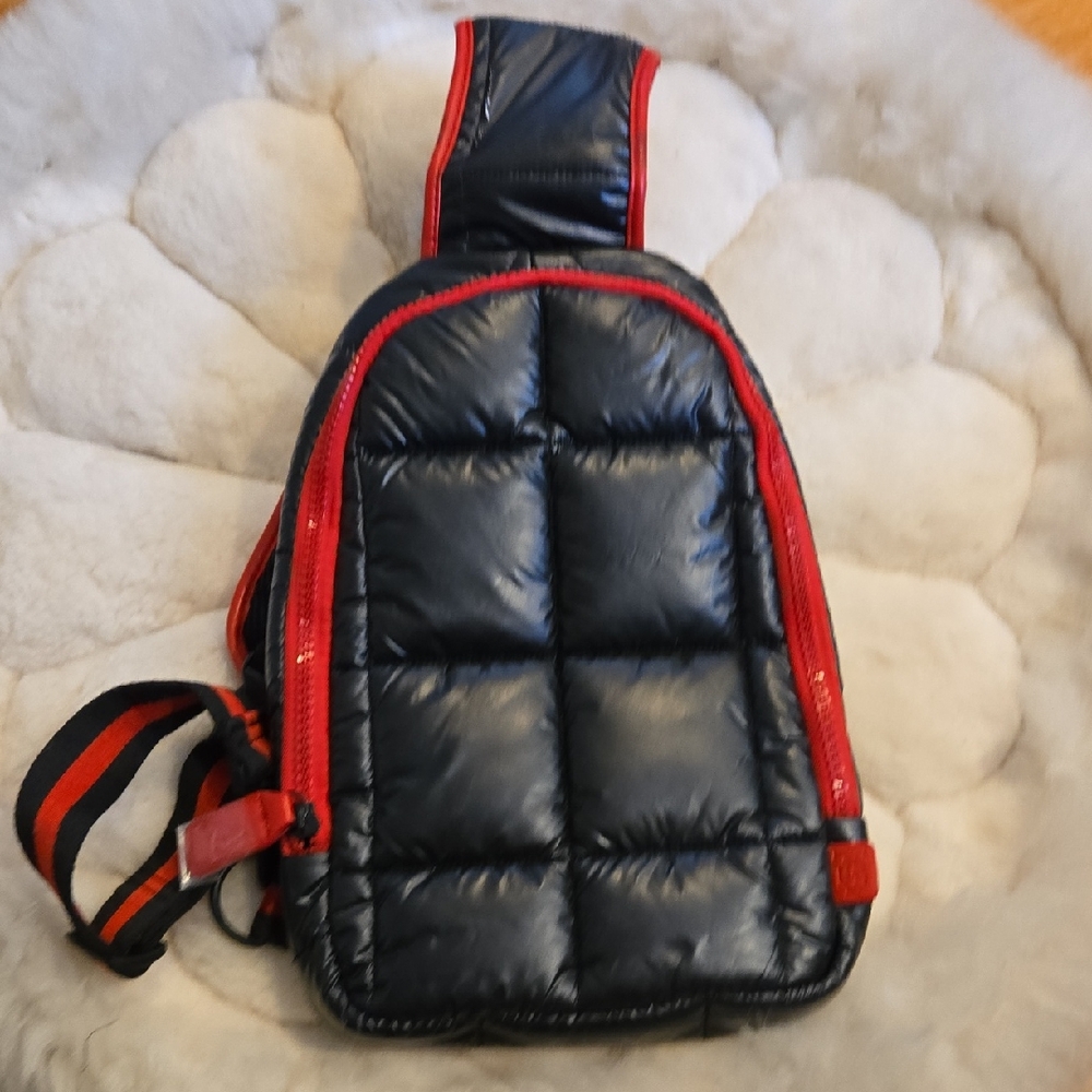 Padded Black and Red Sling Bag